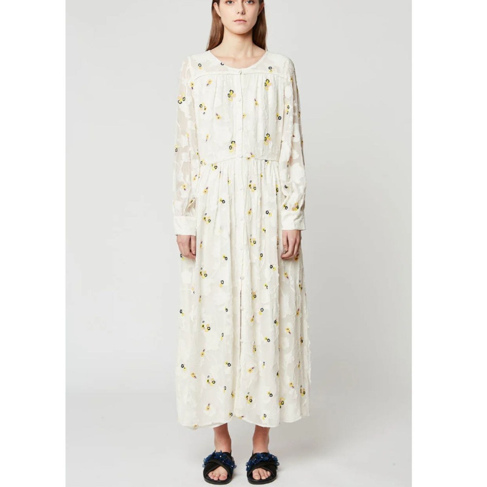 Sister Paul & Joe Maxi Dress Womens 34 Off White Floral La Crima Long Sleeve NWT